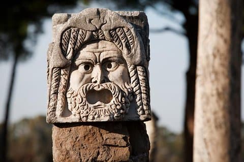 Roman statue at the ampitheatre of Ostia Antica