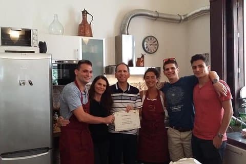 a family cooking together