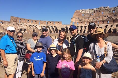Happy families inside the Colosseum