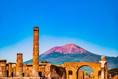 Pompei ruins and Vesuvius