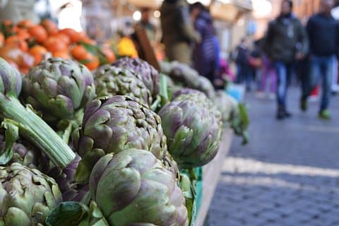 artichokes at the local market