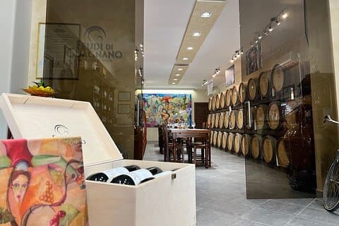 Veduta della sala degustazione a Guagnano
