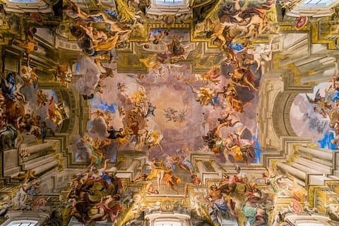 The breathtaking ceiling of Saint Ignatius