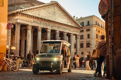 Rome private Golf Cart tour with entry to Colosseum or Catacombs