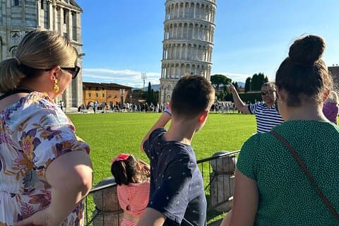 One of our families in front of the tower