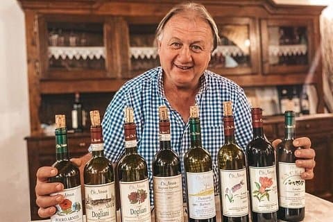 Sergio Abbona, the owner with his 7 types of wine