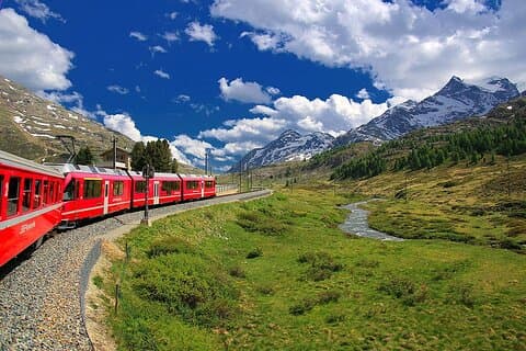 From Milan: Bernina Red Train and Tour of St. Moritz