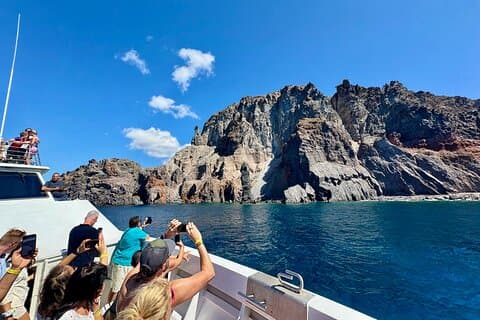 Admiring the coastline from the motorboat