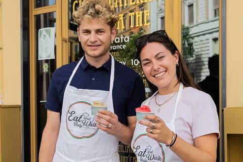 Enjoying their homemade gelato after the class!