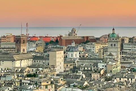 Genoa alluring elegance: grey of the slate, red of the sunset and blu of the sea