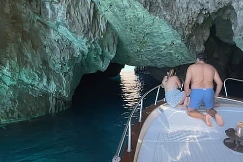 From Naples Boat trip to Capri visit to the city swim stop