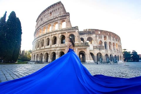 Flying Dress Photoshoot In Rome