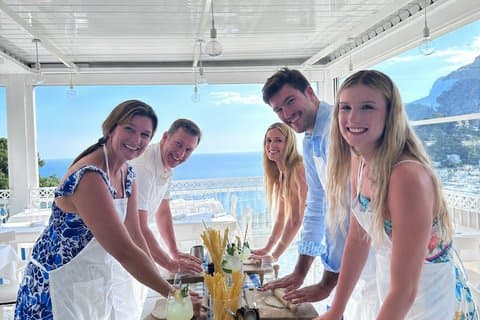 Small Group Capri Pasta Making Class, Tiramisù, Wine and Sea View