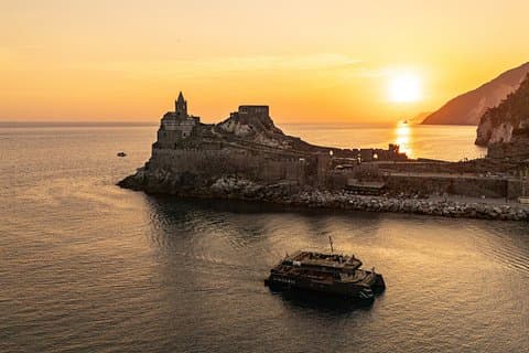 Sunset experience in Catamaran in the Gulf of Poets from the Sea