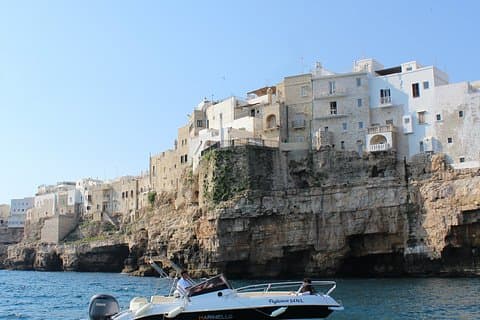 From Bari: Free time and boat tour to the Polignano Caves