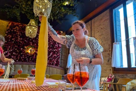 Make fresh pasta and Venetian Spritz Behind St.Mark Square