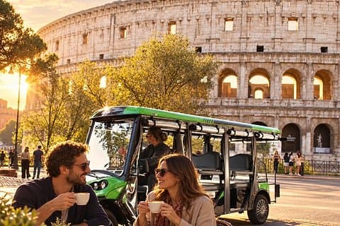 Rome Sunrise Golf Cart Tour with Breakfast & Top Landmarks