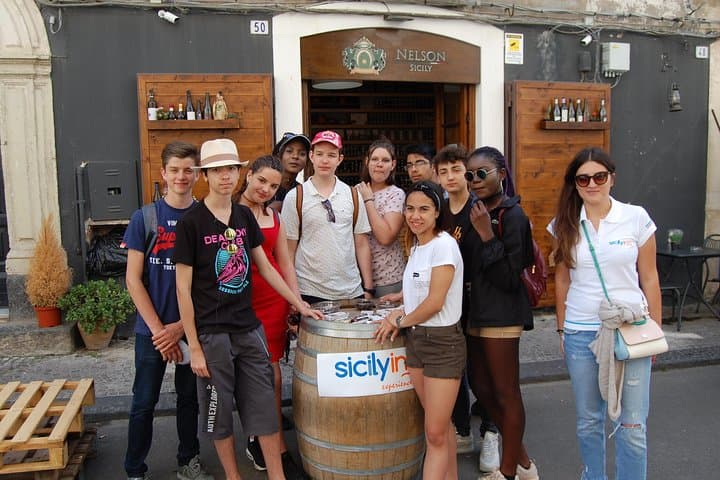 Teenagers enjoying the street food