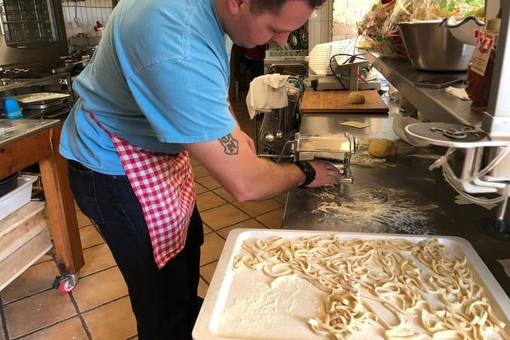 making traditional local handmade pasta