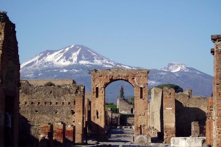Pompeii with mount Vesuvius view