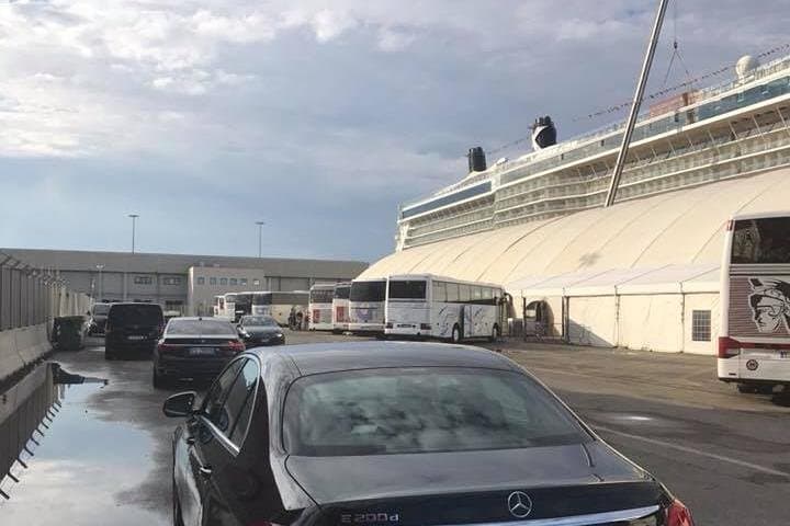 Our car arrives inside the port