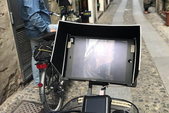 iPad mounted on the bike