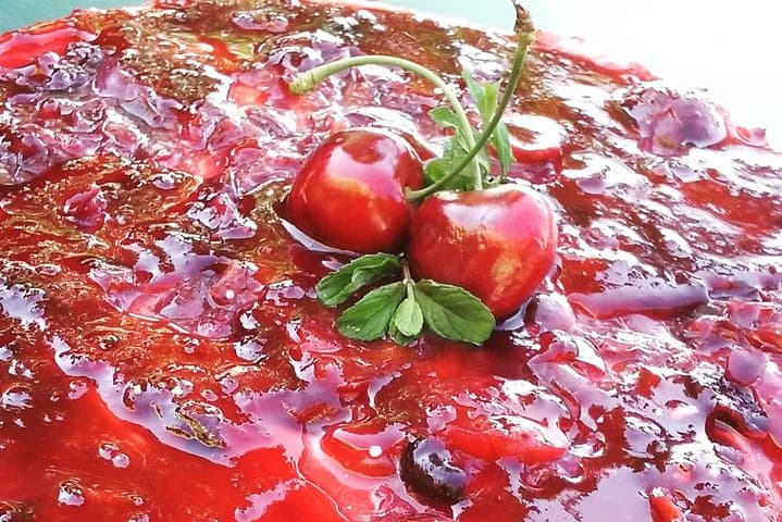 Bavarian cherry and pistachio