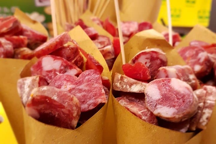 There are many varieties of salami to taste and shop for.