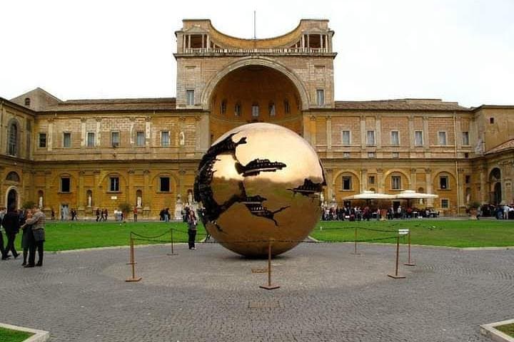 Famous bronze globe. Its located by beginning of the vatican museum's. First practical part of the vatican tour with live guide.