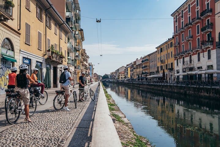 Biking along Navigli canals