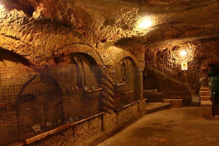 Aperitif in the famous underground caves of Orvieto