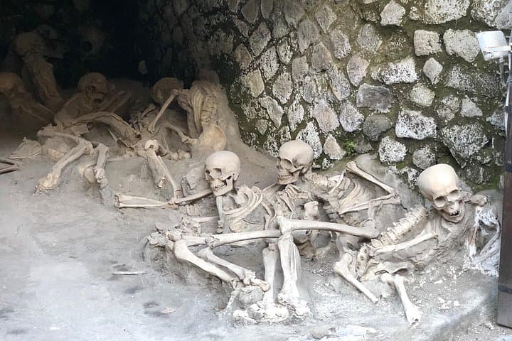Herculaneum - Skeletons of ancient citizens of Herculaneum who perished during the eruption of Mount Vesuvius of 79 AD.