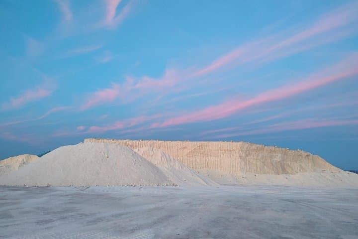 Salt mountains at sunset