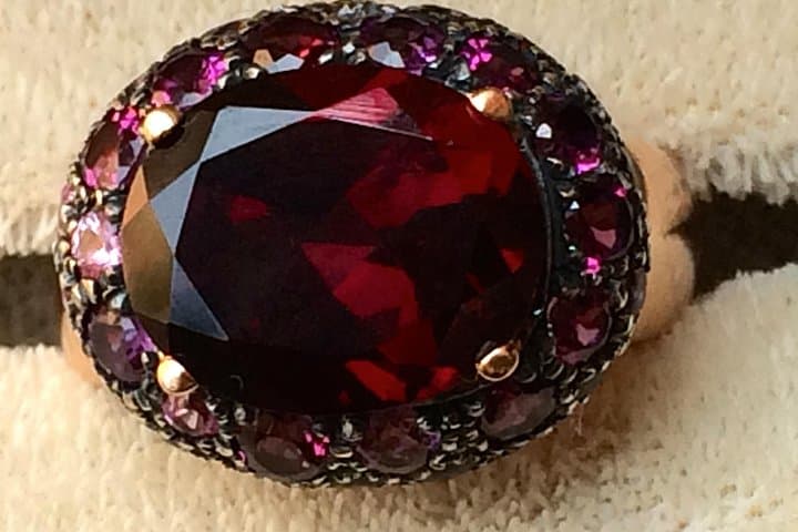 Garnet ring with pink sapphires.