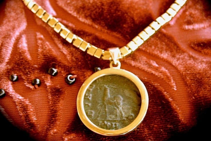 Roman coin necklace.