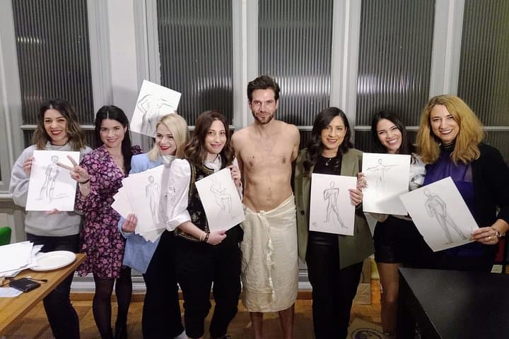 Drink & Draw with Gorgeous Nude Male Model in Rome