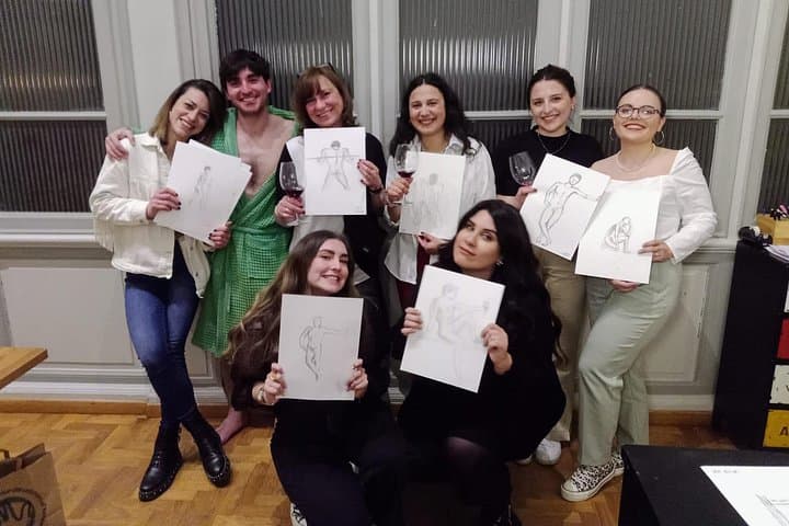 Drink & Draw with Gorgeous Nude Male Model in Rome