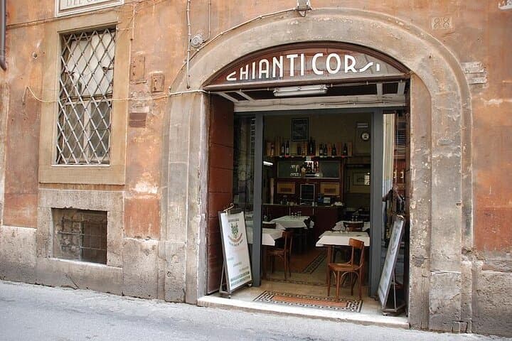 Entrance to Enoteca Corsi Restaurant where the tasty dinner is served
