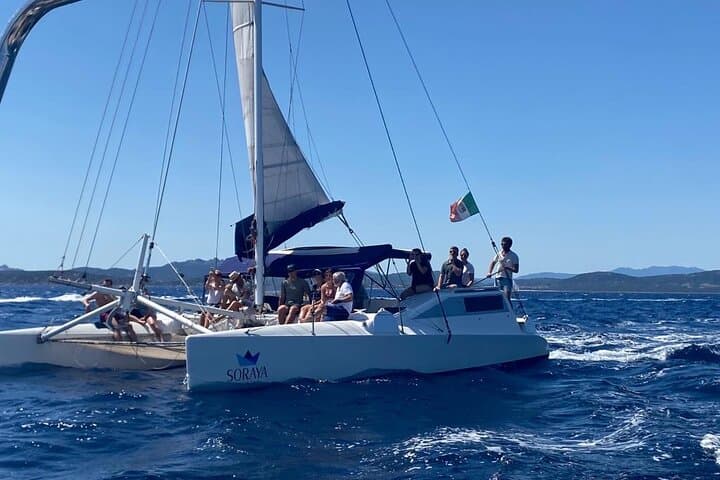 Daily cruise on a sailing catamaran on the La Maddalena archipelago