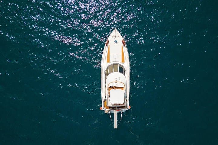 Motor yacht from above