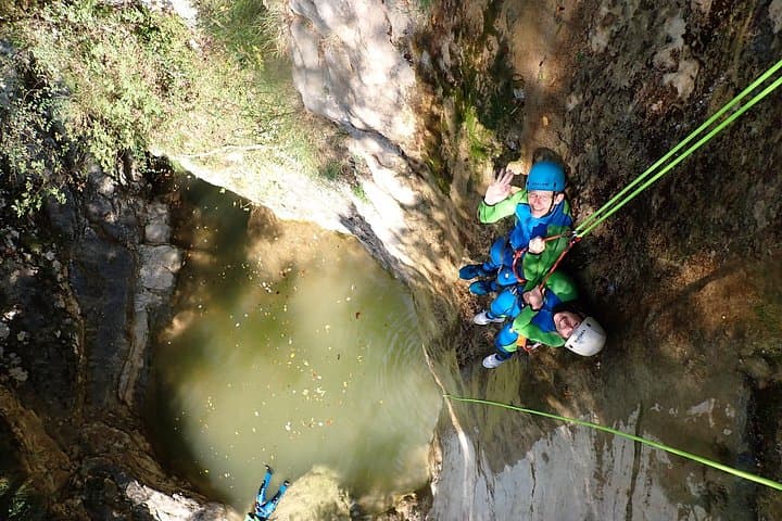 Abseiling down the waterfall