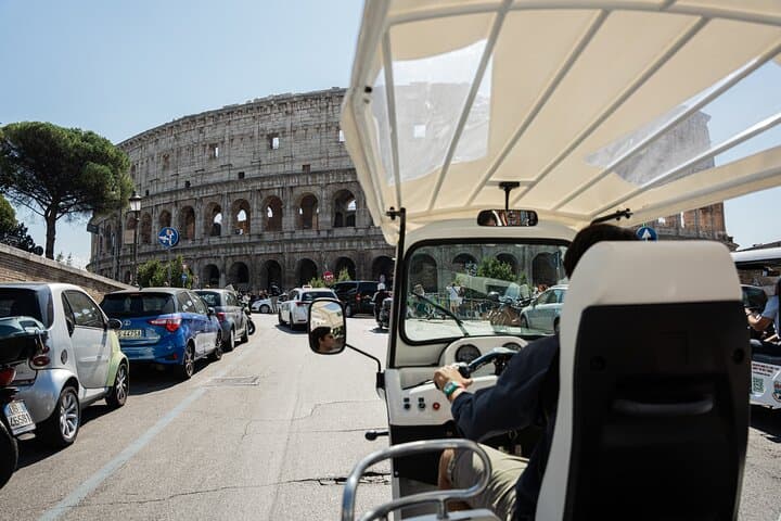 Exploring Rome's historic streets in our charming tuktuk