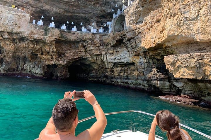 From Monopoli Free time and boat tour in Polignano a Mare