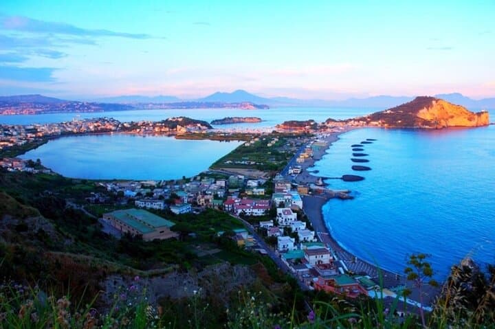 Panoramic terrace of Monte di Procida with heavenly views of the islands of Procida, Ischia and Capri