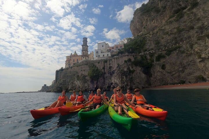 Amalfi: Kayak-Snorkeling to Pandora Cave Hidden Beach & Aperitif