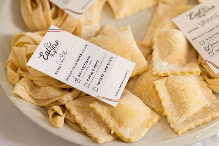Fresh ravioli and fettuccine handmade during our class.