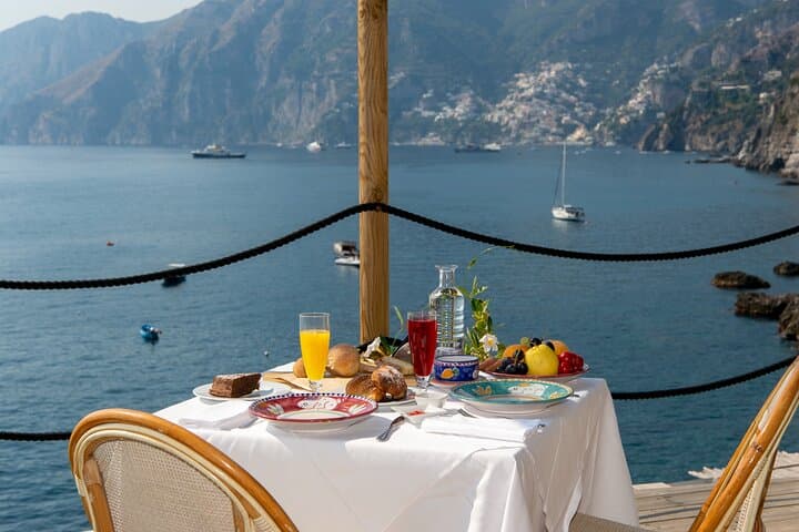 breakfast with view on Positano before starting the cooking class