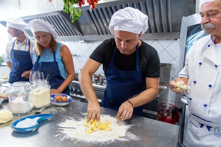 making the pasta with the chef