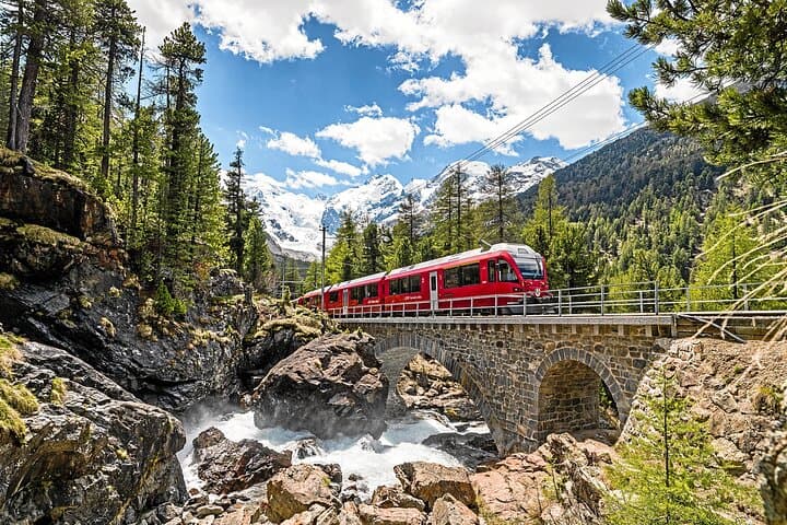 Bernina and Glacier Train Two Routes in One Day from Milan