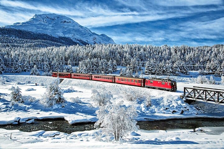 Bernina and Glacier Train Two Routes in One Day from Milan